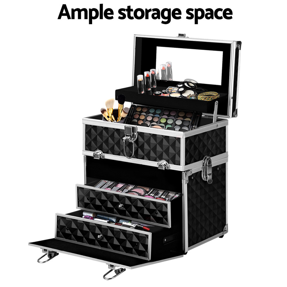 Embellir Makeup Case Diamond Black Aluminium, 2 Colours view 5