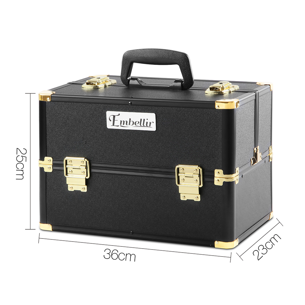 Embellir Makeup Case Black & Gold Aluminium, 2 Colours view 2