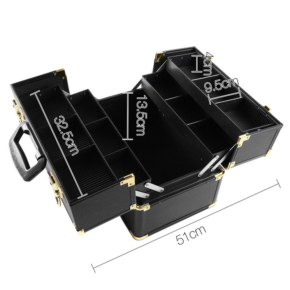 Embellir Makeup Case Black & Gold Aluminium, 2 Colours view 3