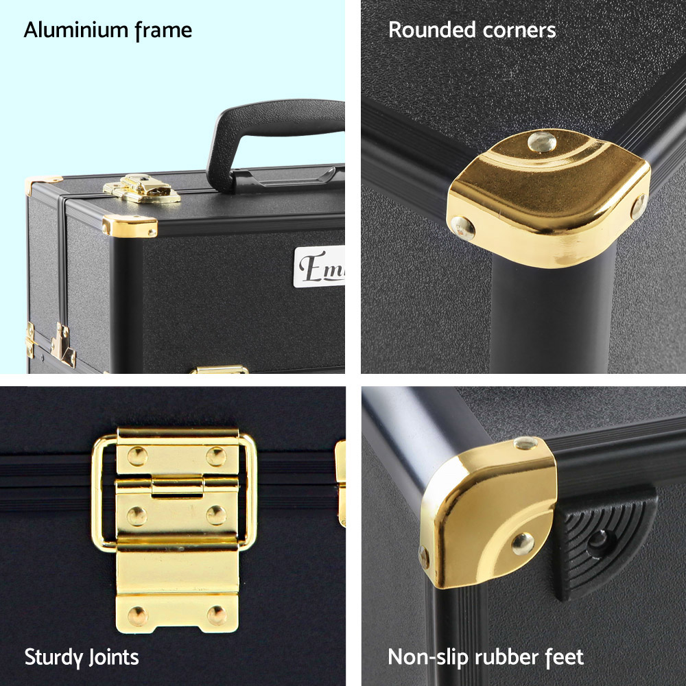 Embellir Makeup Case Black & Gold Aluminium, 2 Colours view 5