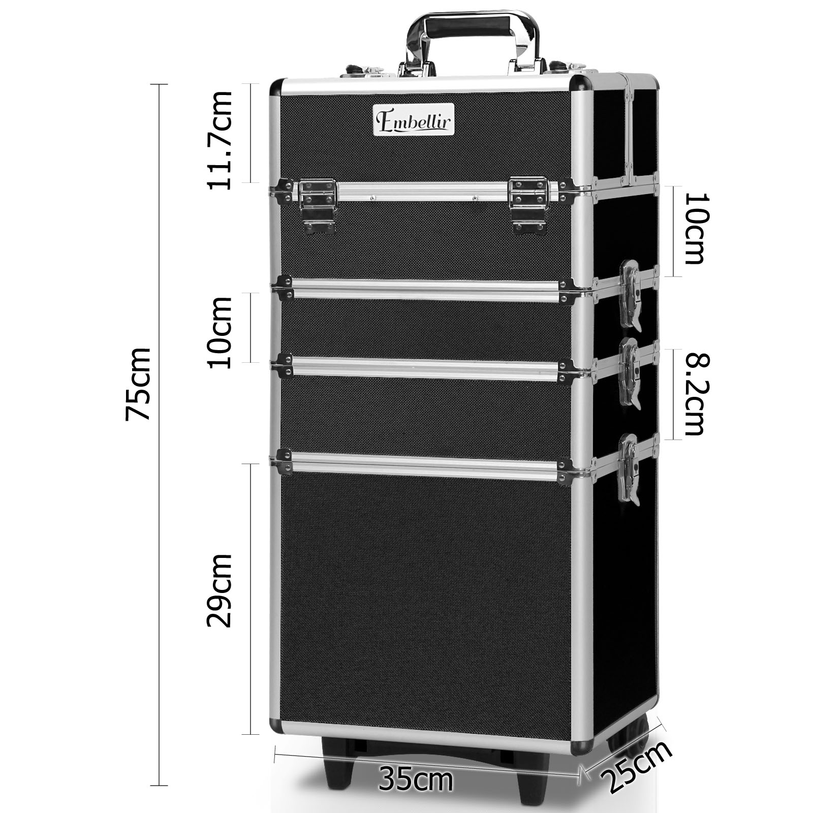 Embellir Makeup Case Trolley, Black & More Colours view 3