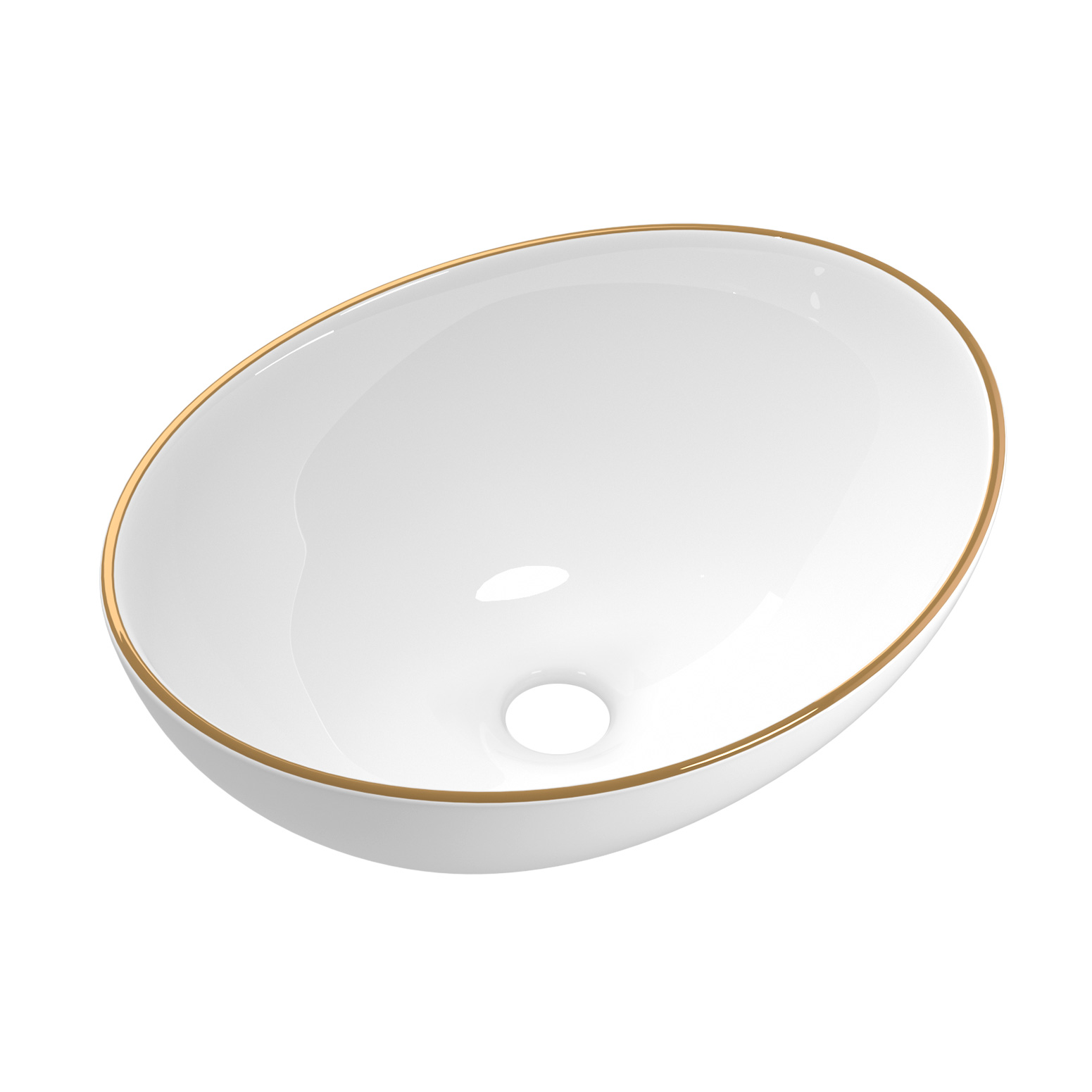 Cefito Ceramic Vanity Sink Basin, Gold Line 41x34cm