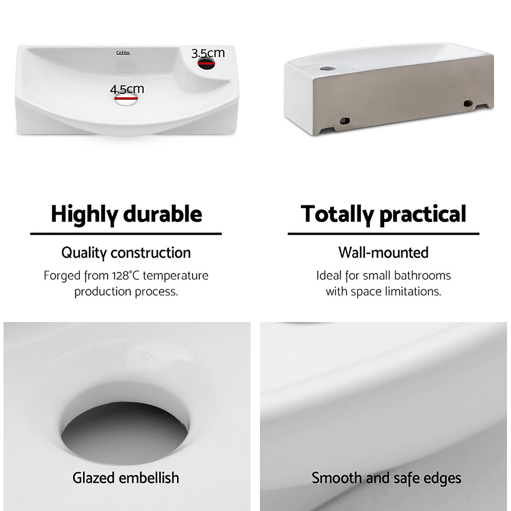 Cefito Ceramic Vanity Sink Basin, 45x23cm view 5