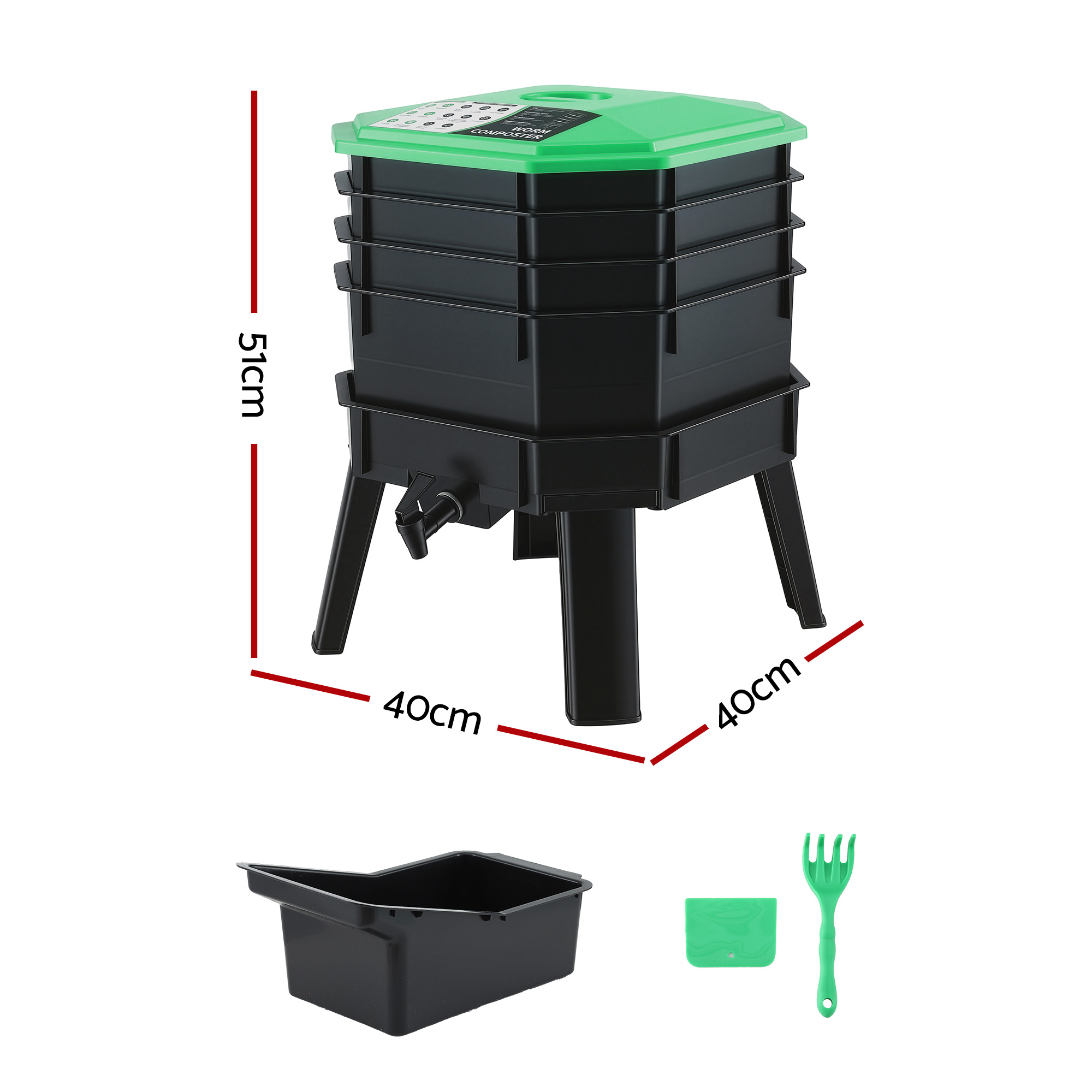 Gardeon 4-Tray Stackable Worm Farm Compost Bin view 2