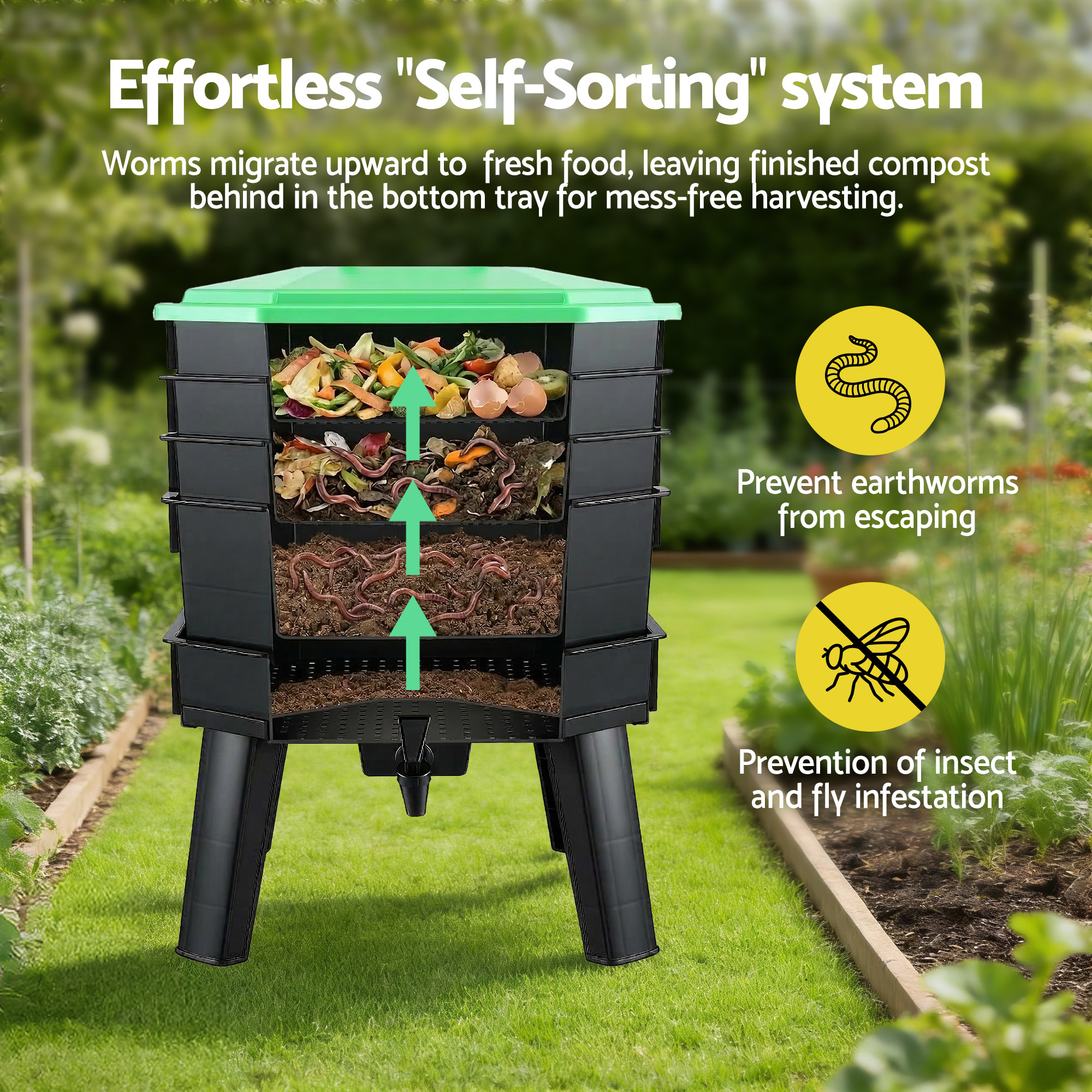 Gardeon 4-Tray Stackable Worm Farm Compost Bin view 5