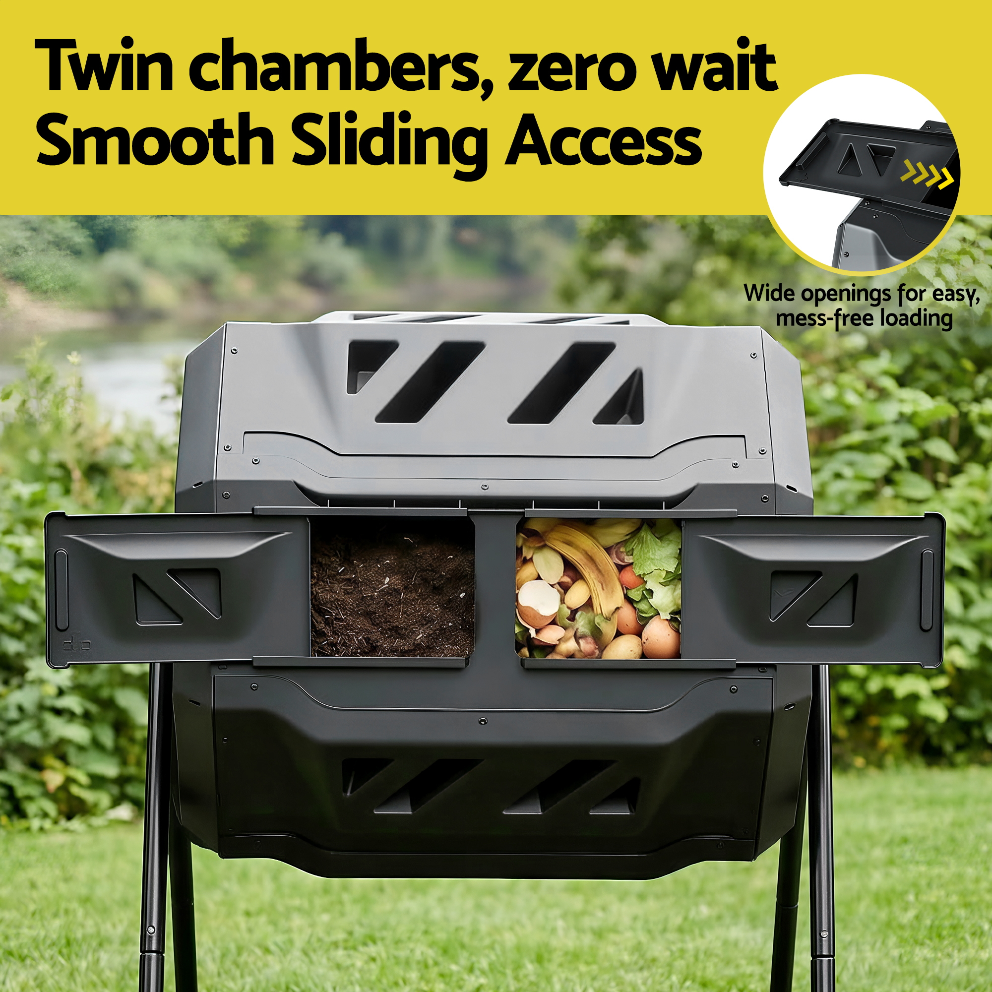 Gardeon 160L Dual Chamber Compost Bin Tumbler view 5