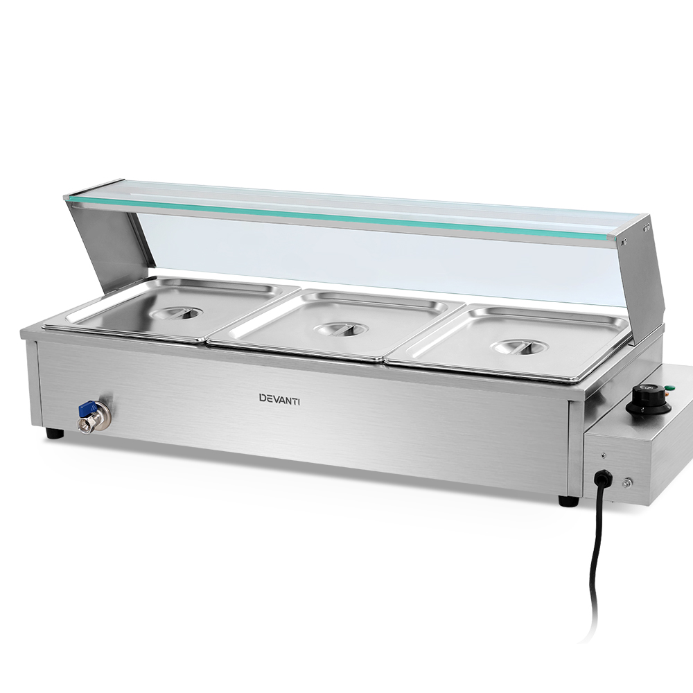 Devanti Bain Marie Food Warmer 3 Buffet Pans