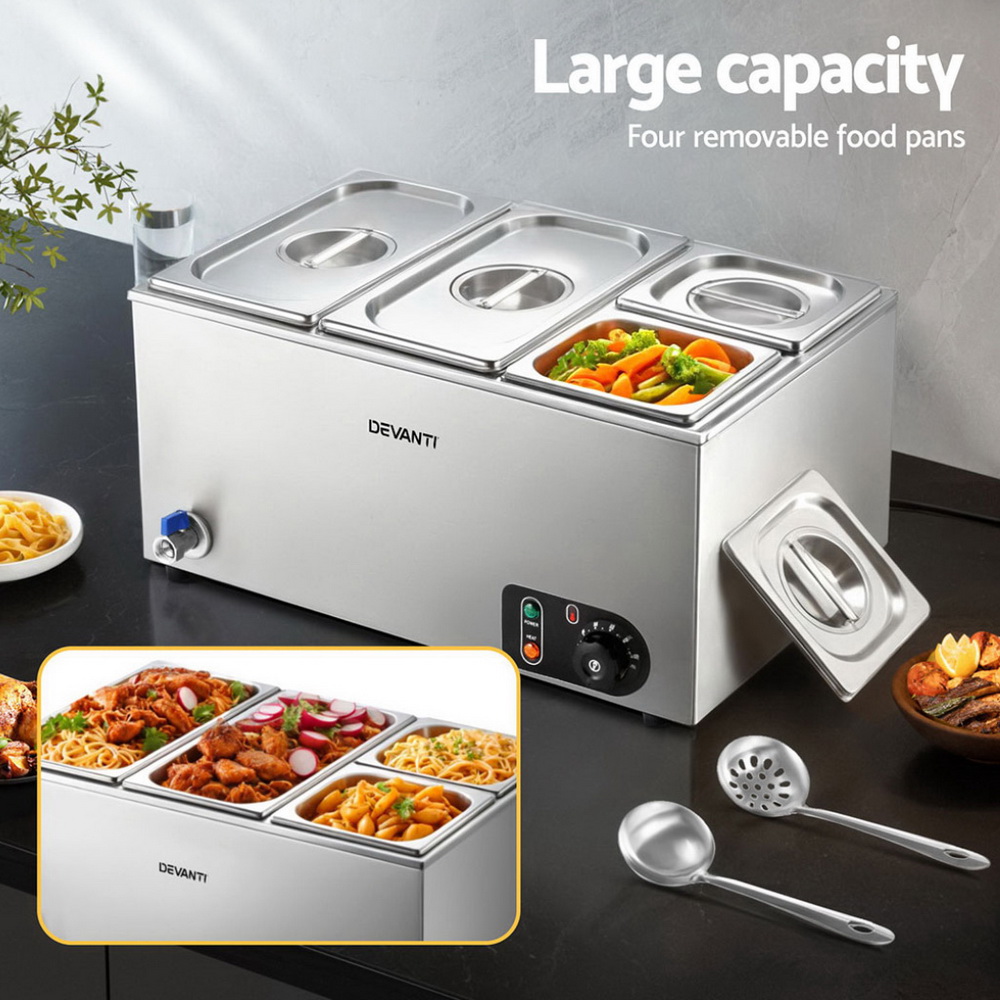 Devanti Bain Marie Food Warmer 4 Buffet Pans view 5