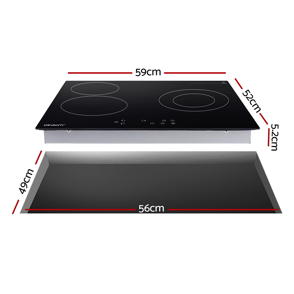 Devanti 60cm Ceramic Cooktop 4 Burner 5200W view 3