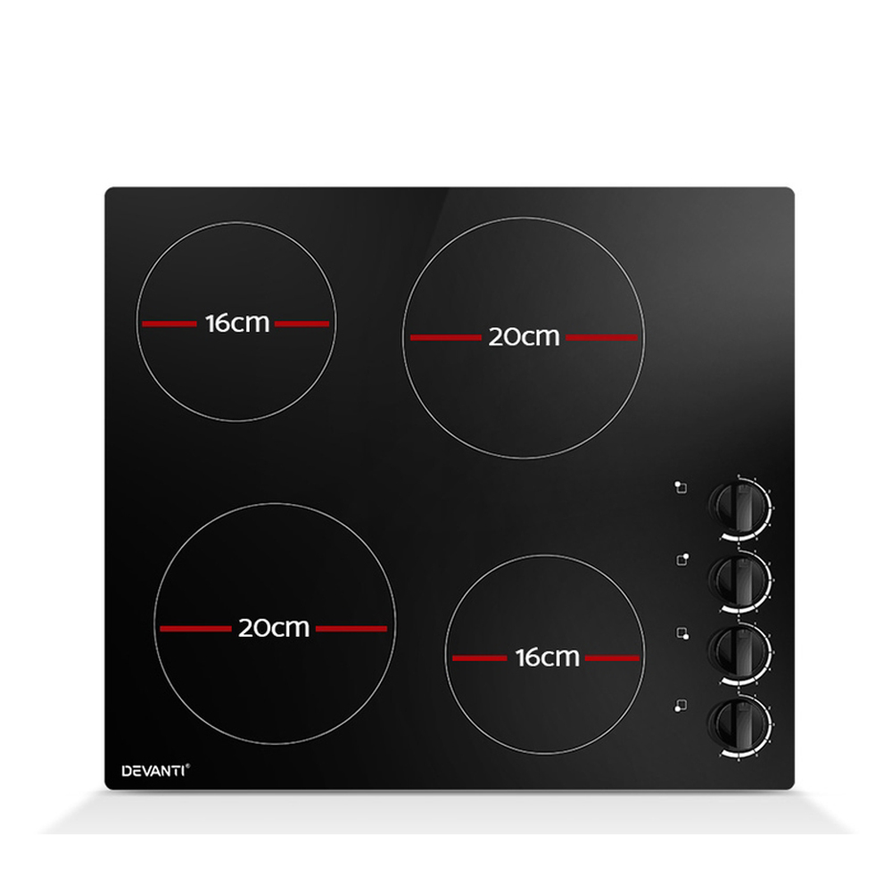 Devanti 60cm Ceramic Cooktop Knob Control view 4