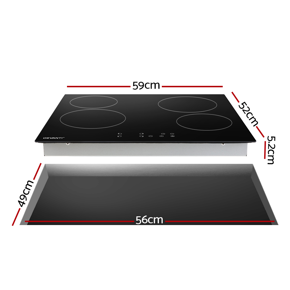 Devanti 60cm Ceramic Cooktop Touch Control view 3