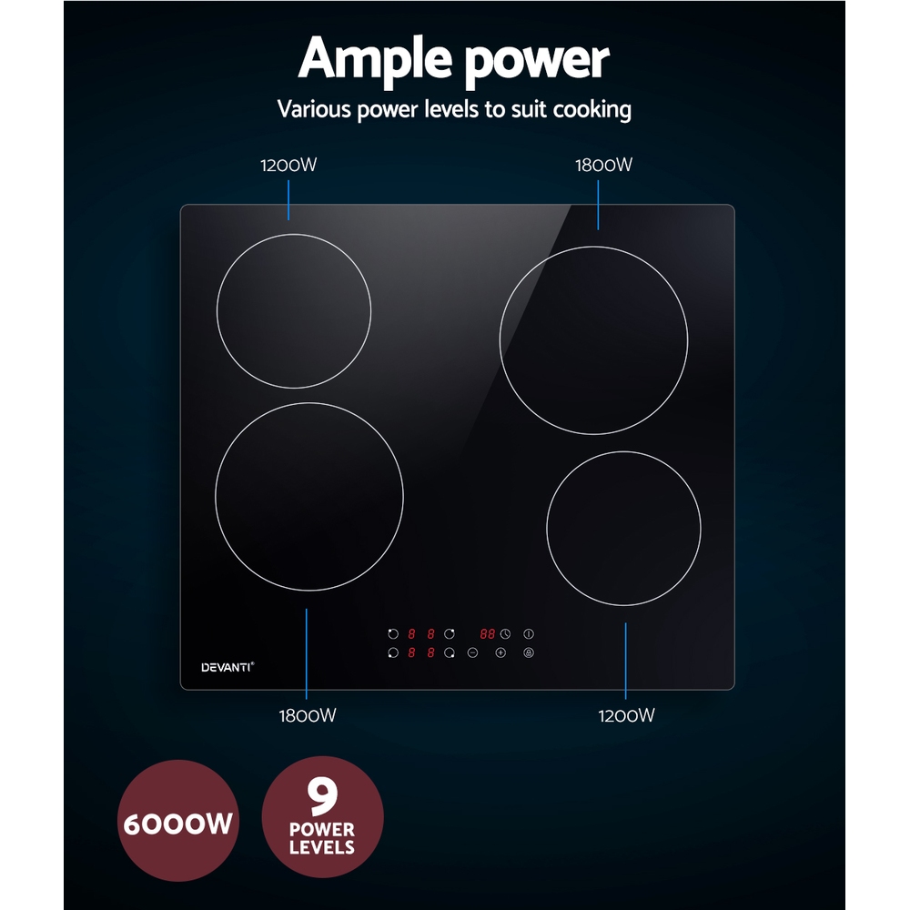 Devanti 60cm Ceramic Cooktop Touch Control view 5