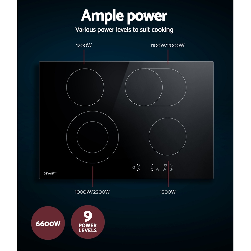 Devanti 77cm Ceramic Cooktop Touch Control view 5