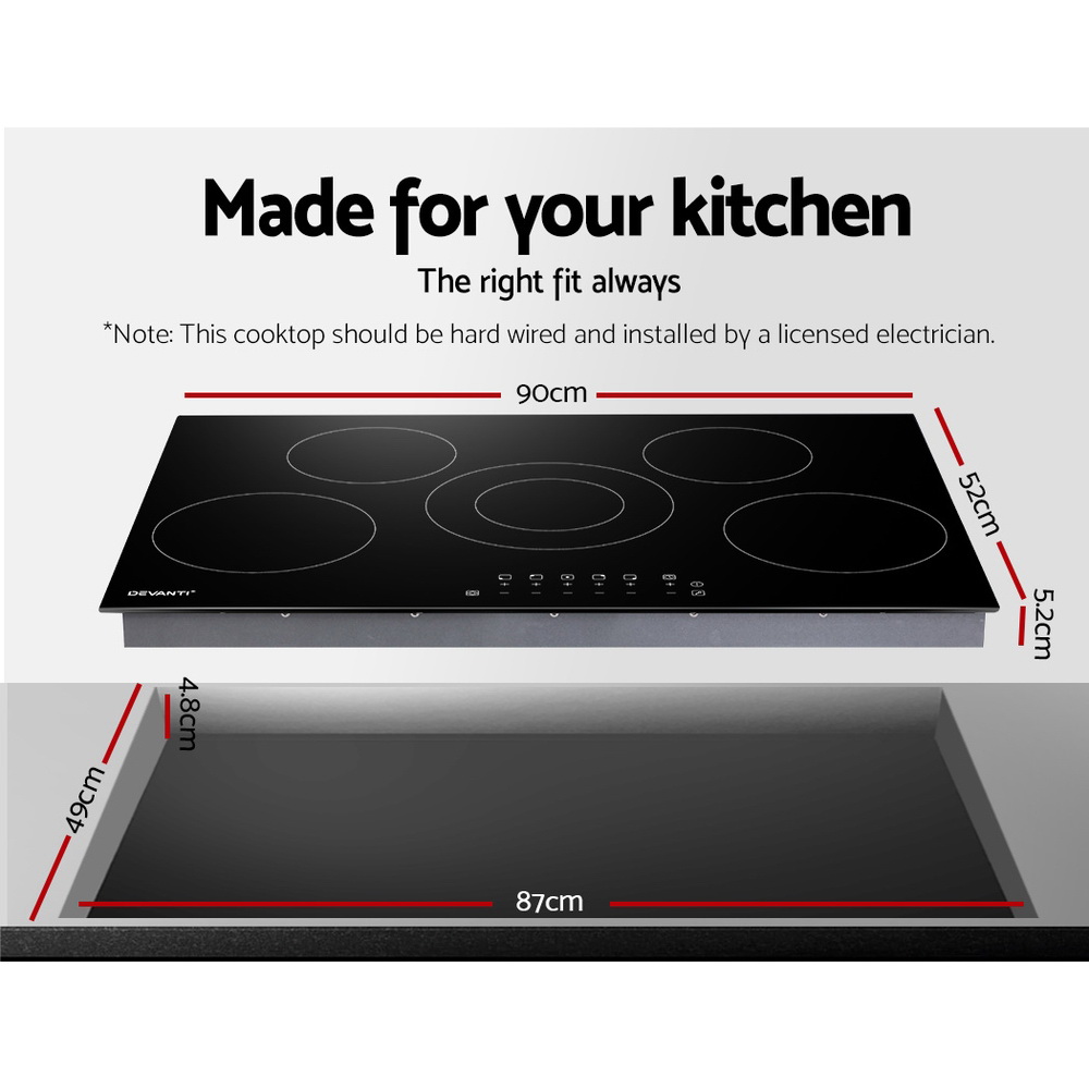 Devanti 90cm Ceramic Cooktop Touch Control view 3