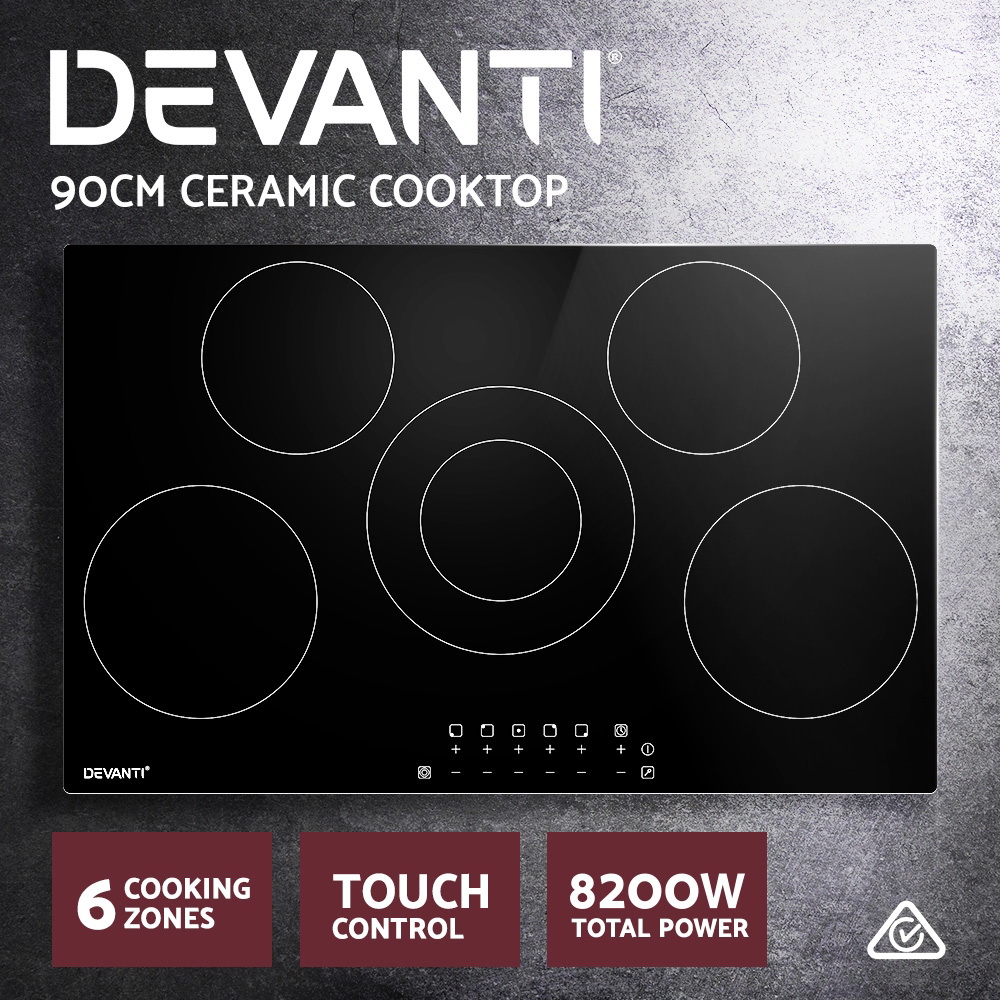 Devanti 90cm Ceramic Cooktop Touch Control view 4