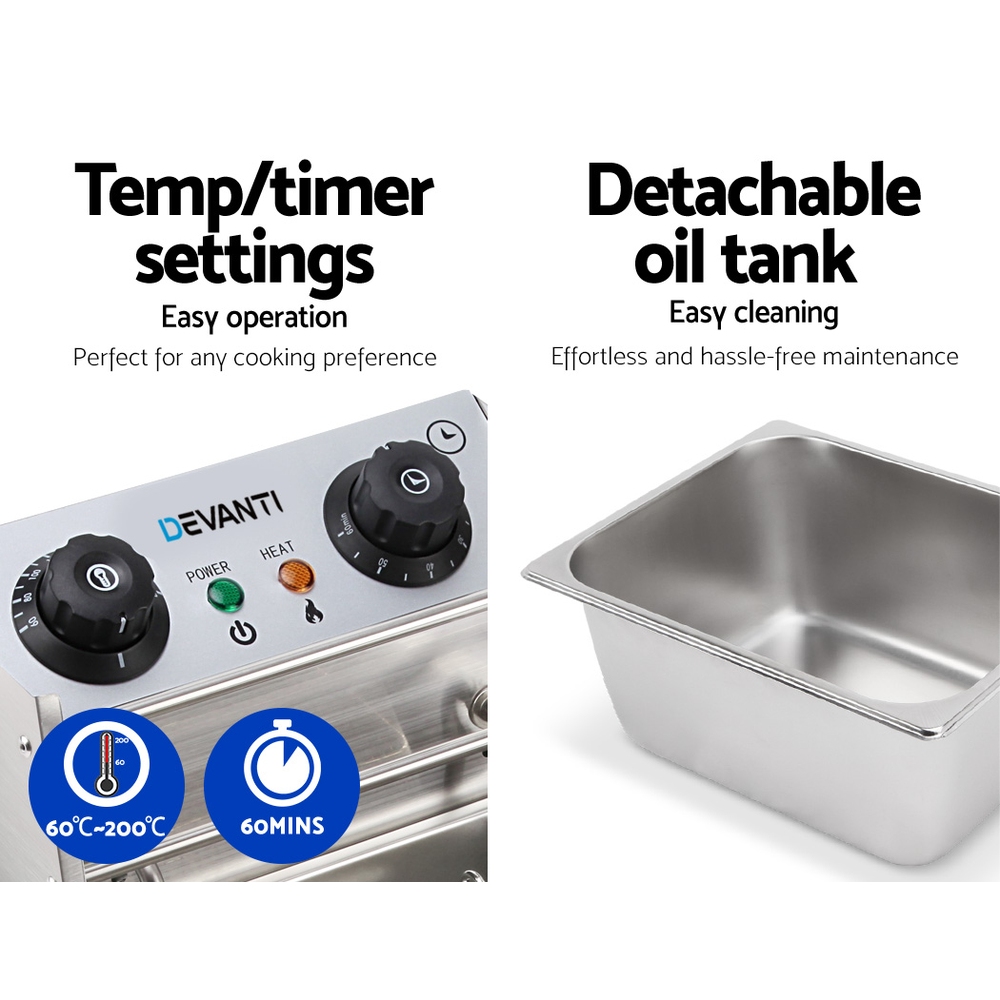 Devanti 10L Commercial Deep Fryer Single Basket 2200W view 5