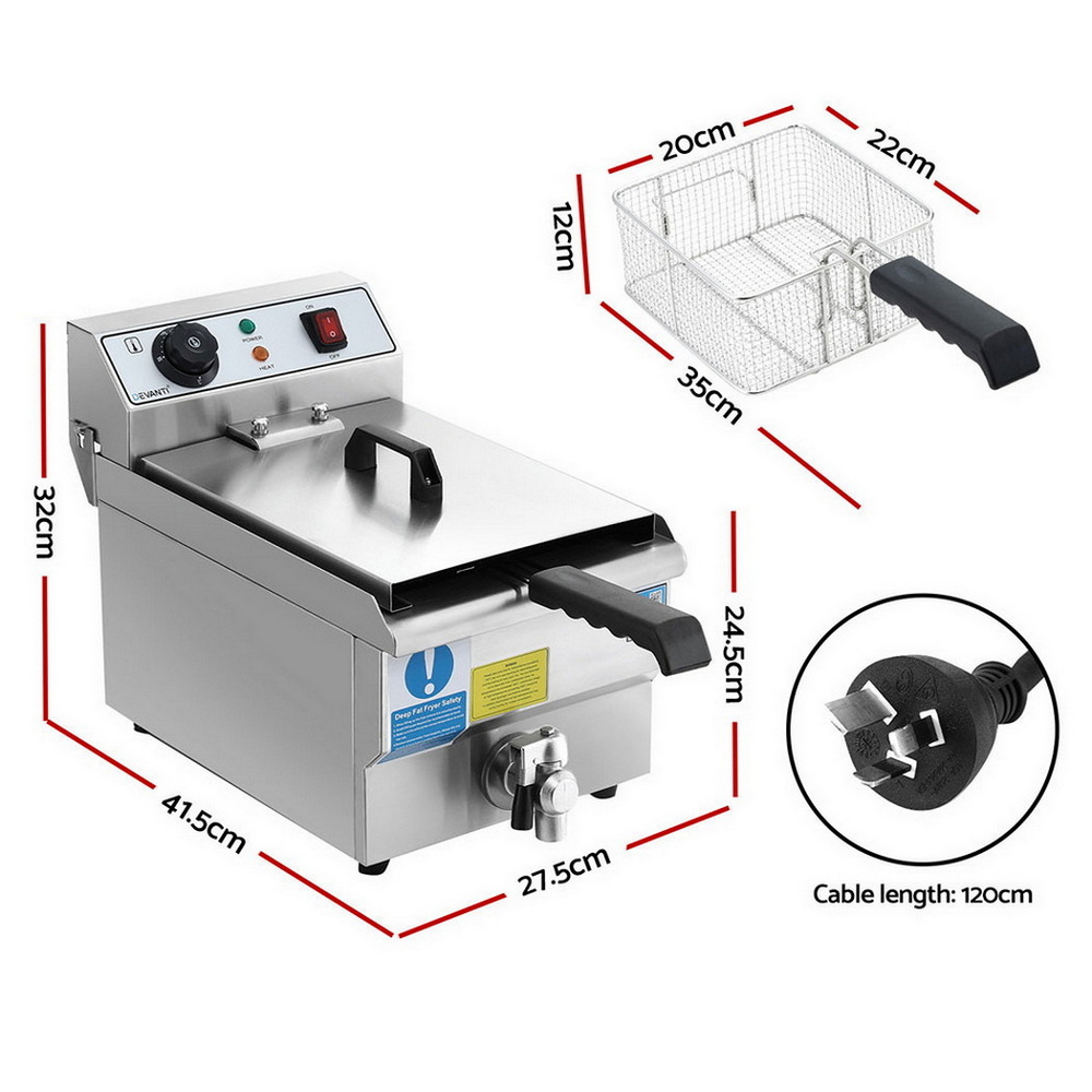 Devanti 3000W Electric Deep Fryer 10L Stainless Steel view 3