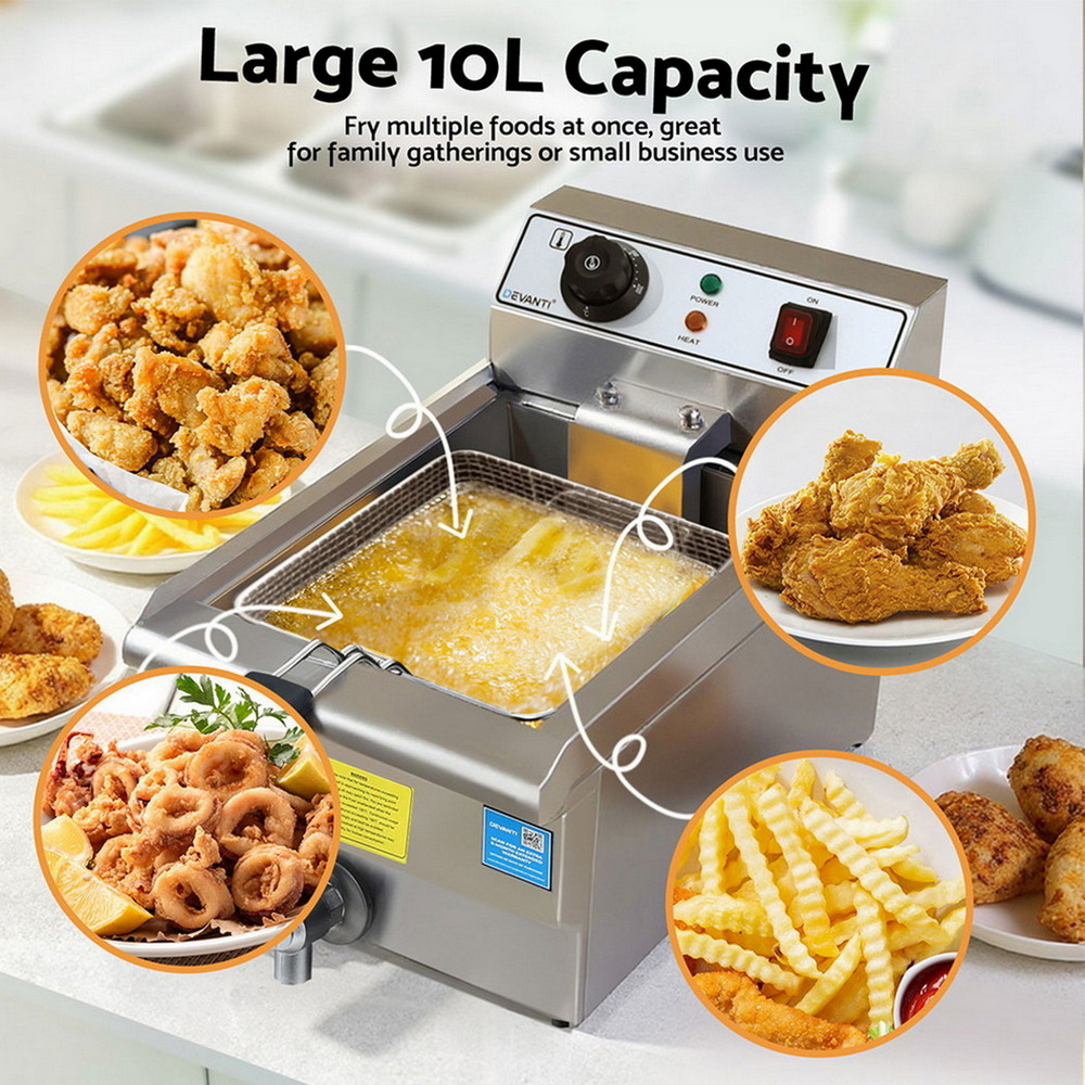 Devanti 3000W Electric Deep Fryer 10L Stainless Steel view 5