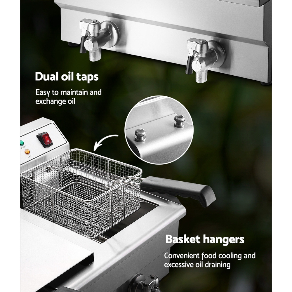 Devanti 20L Deep Fryer Double Baskets with Oil Taps 6000W view 5