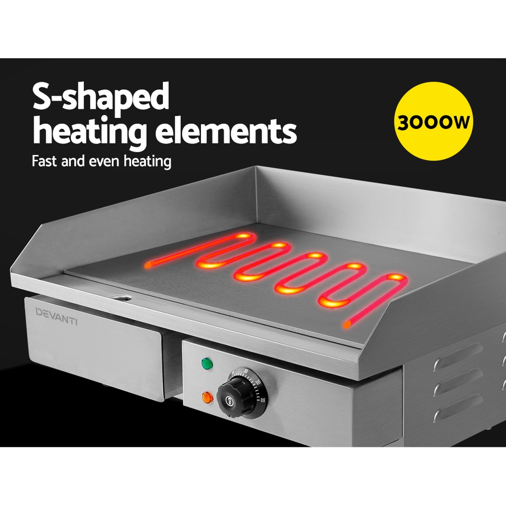 Devanti Commercial Electric Griddle BBQ Grill Plate view 3
