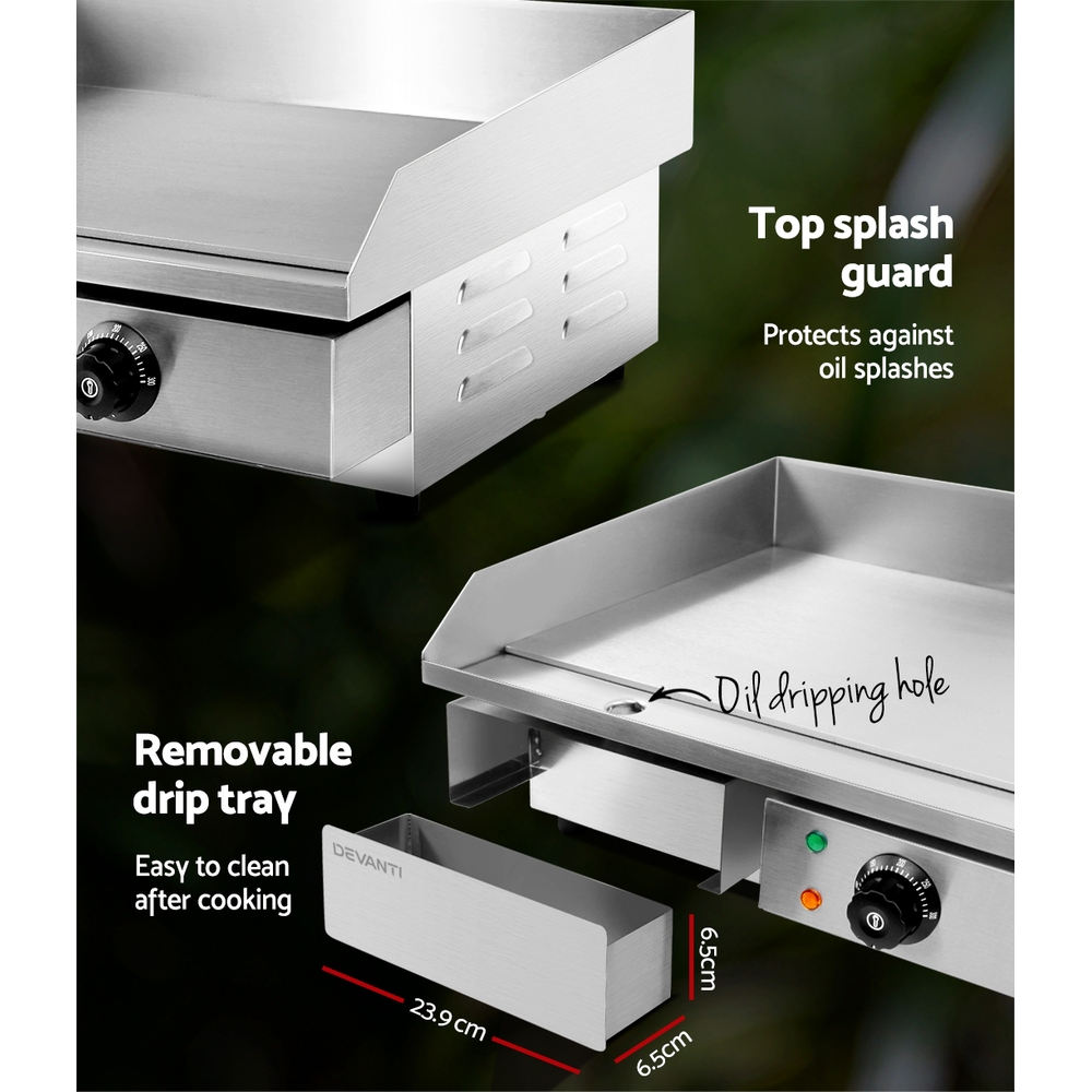 Devanti Commercial Electric Griddle BBQ Grill Plate view 5