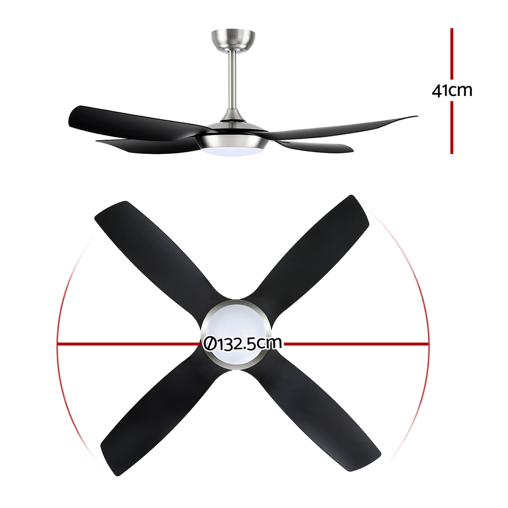 Devanti 52'' Ceiling Fan 4 Blades LED Light Black view 2