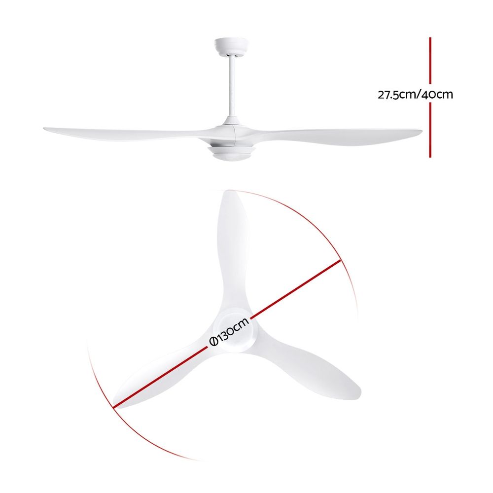 Devanti 52'' DC Ceiling Fan with Light & Remote White view 2