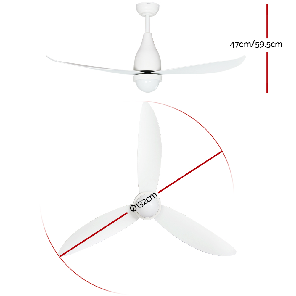 Devanti 52'' DC Ceiling Fan 26W LED Light White view 2