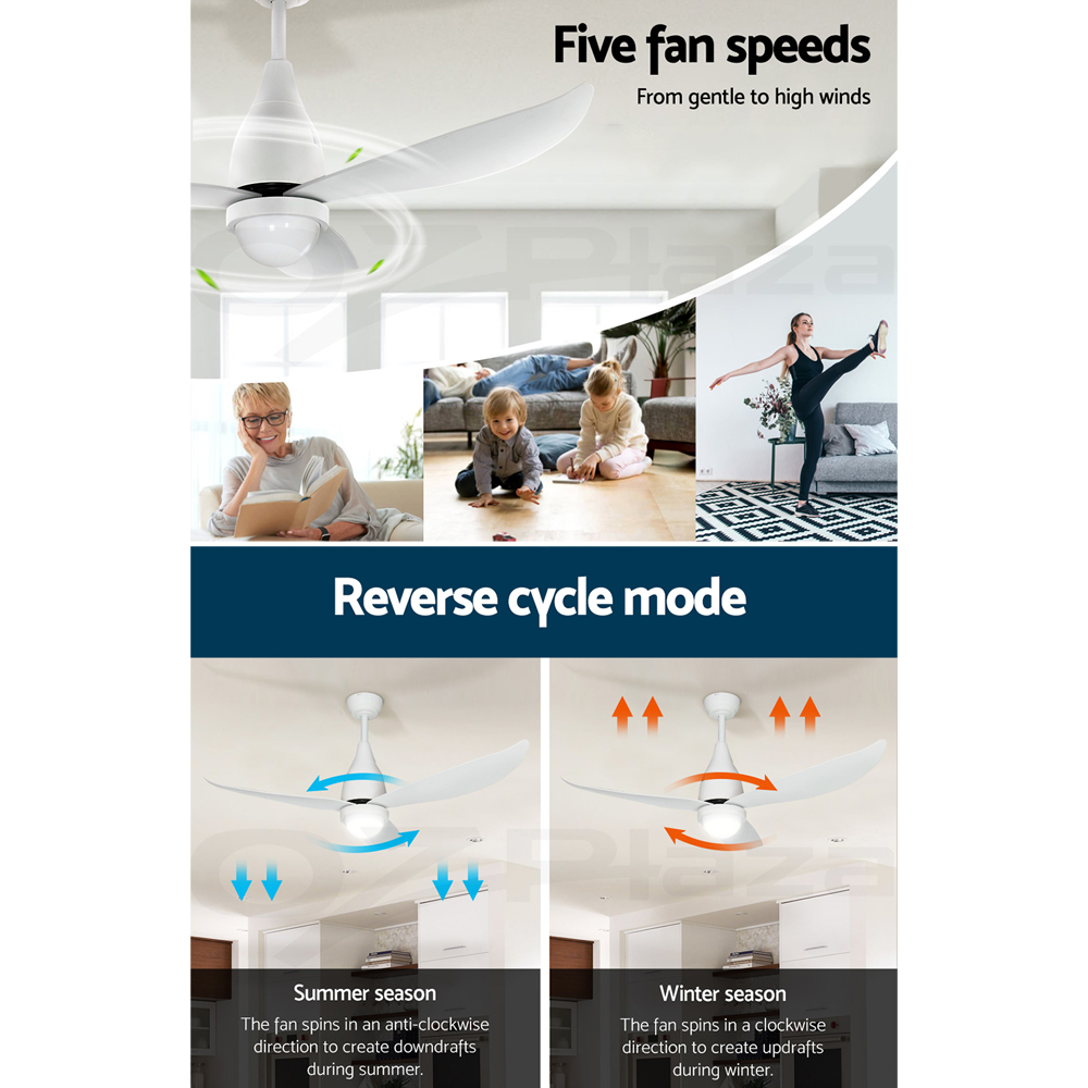 Devanti 52'' DC Ceiling Fan 26W LED Light White view 5