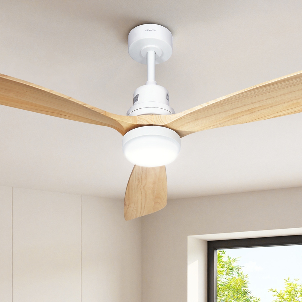 Devanti 52'' DC Ceiling Fan LED Remote Light Wood