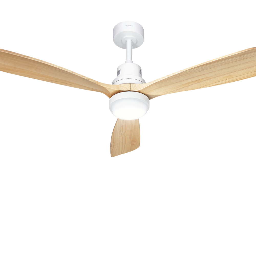 Devanti 52'' DC Ceiling Fan LED Remote Light Wood view 2