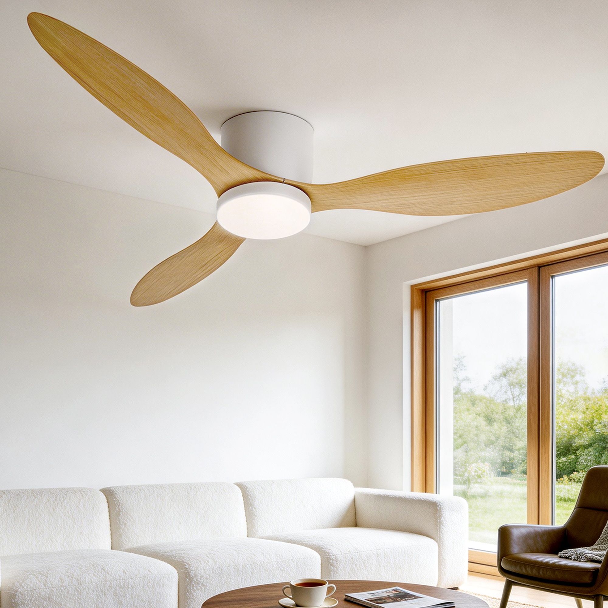 Devanti 52'' DC Ceiling Fan LED Light Wood Finish