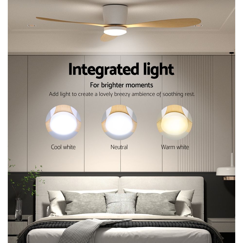 Devanti 52'' DC Ceiling Fan LED Light Wood Finish view 5