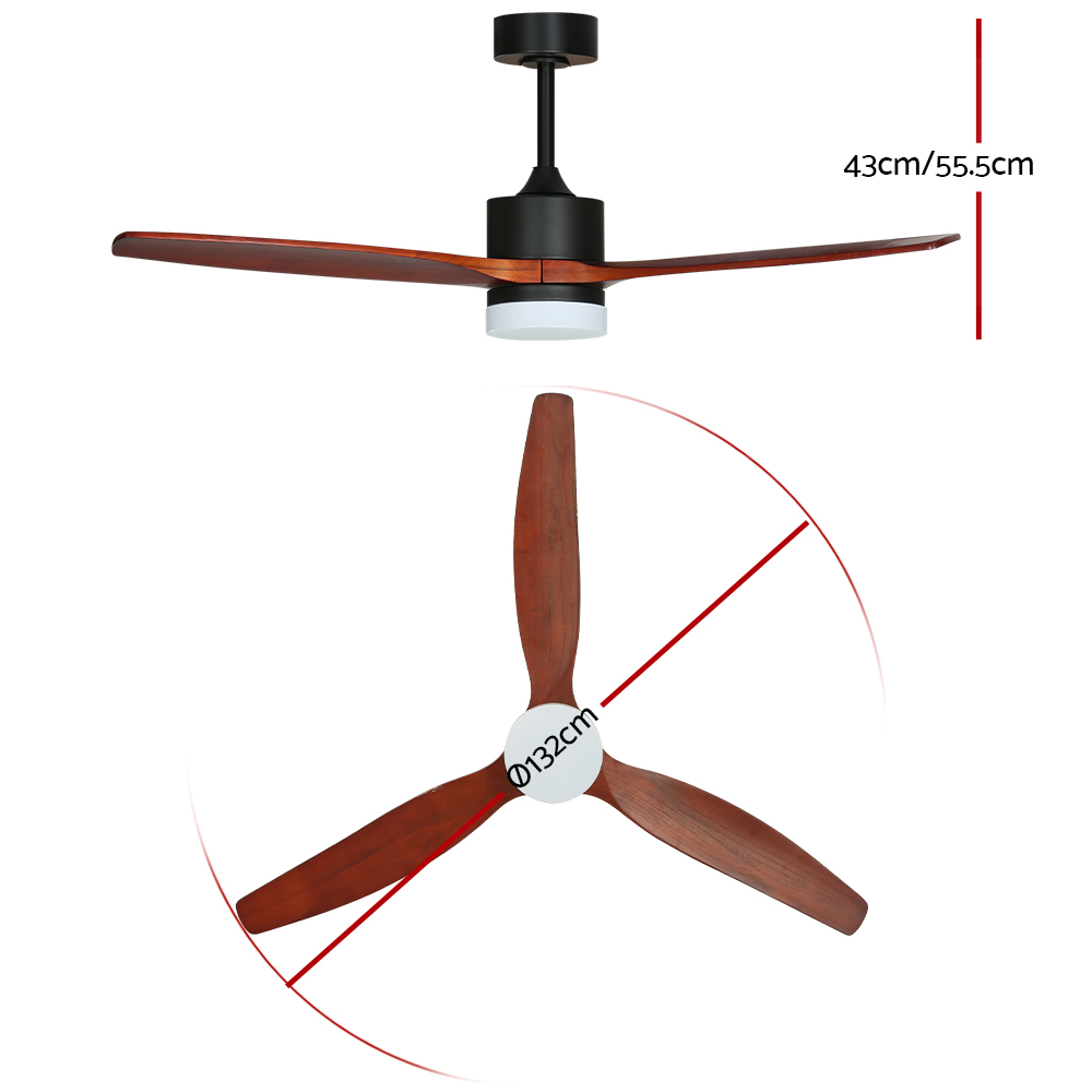 Devanti 52'' DC Ceiling Fan with Light Dark Wood view 3