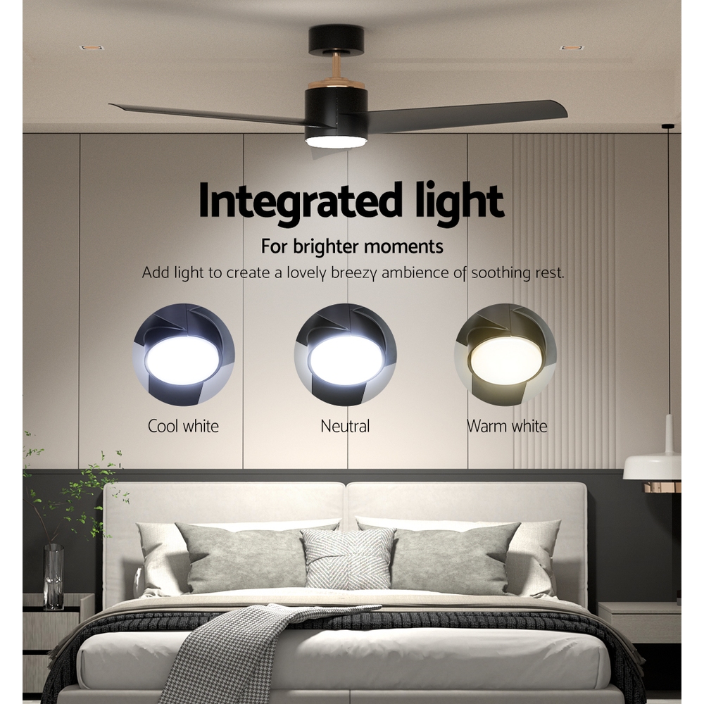 Devanti 52'' DC Ceiling Fan 40W LED Light Black view 5