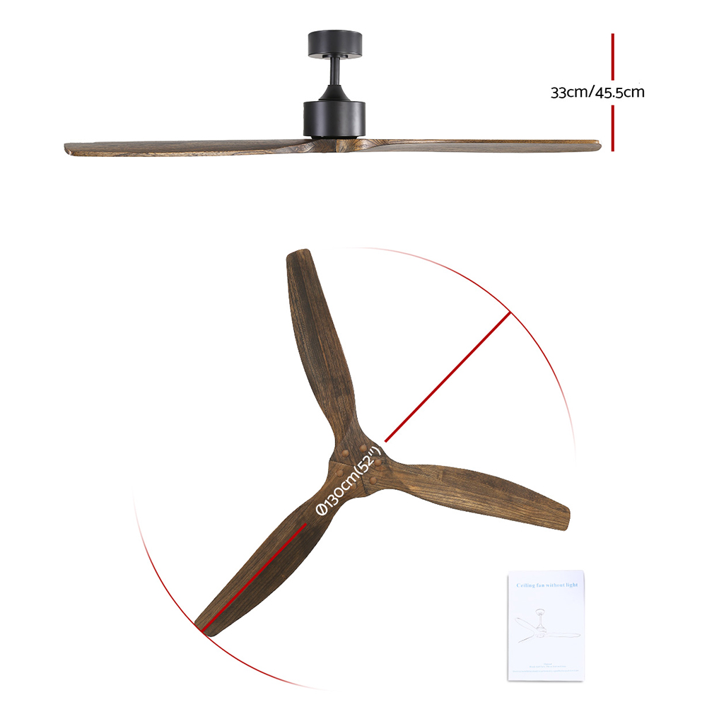 Devanti 52'' AC Ceiling Fan 3 Blades Dark Wood view 2