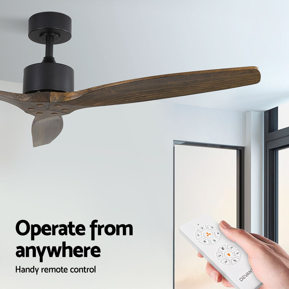 Devanti 52'' AC Ceiling Fan 3 Blades Dark Wood view 4