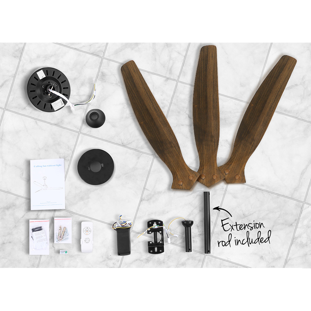 Devanti 52'' AC Ceiling Fan 3 Blades Dark Wood view 5