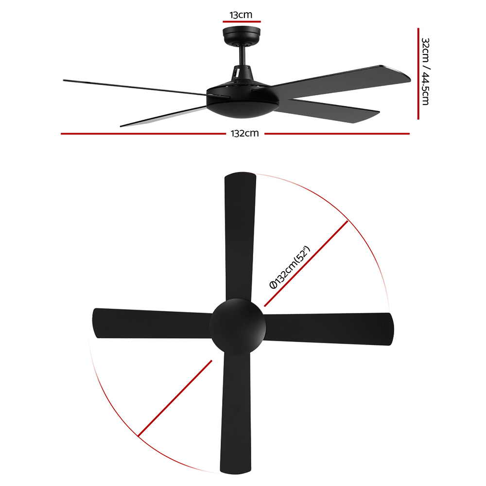 Devanti 52'' DC Ceiling Fan 4 Blades with Remote view 3