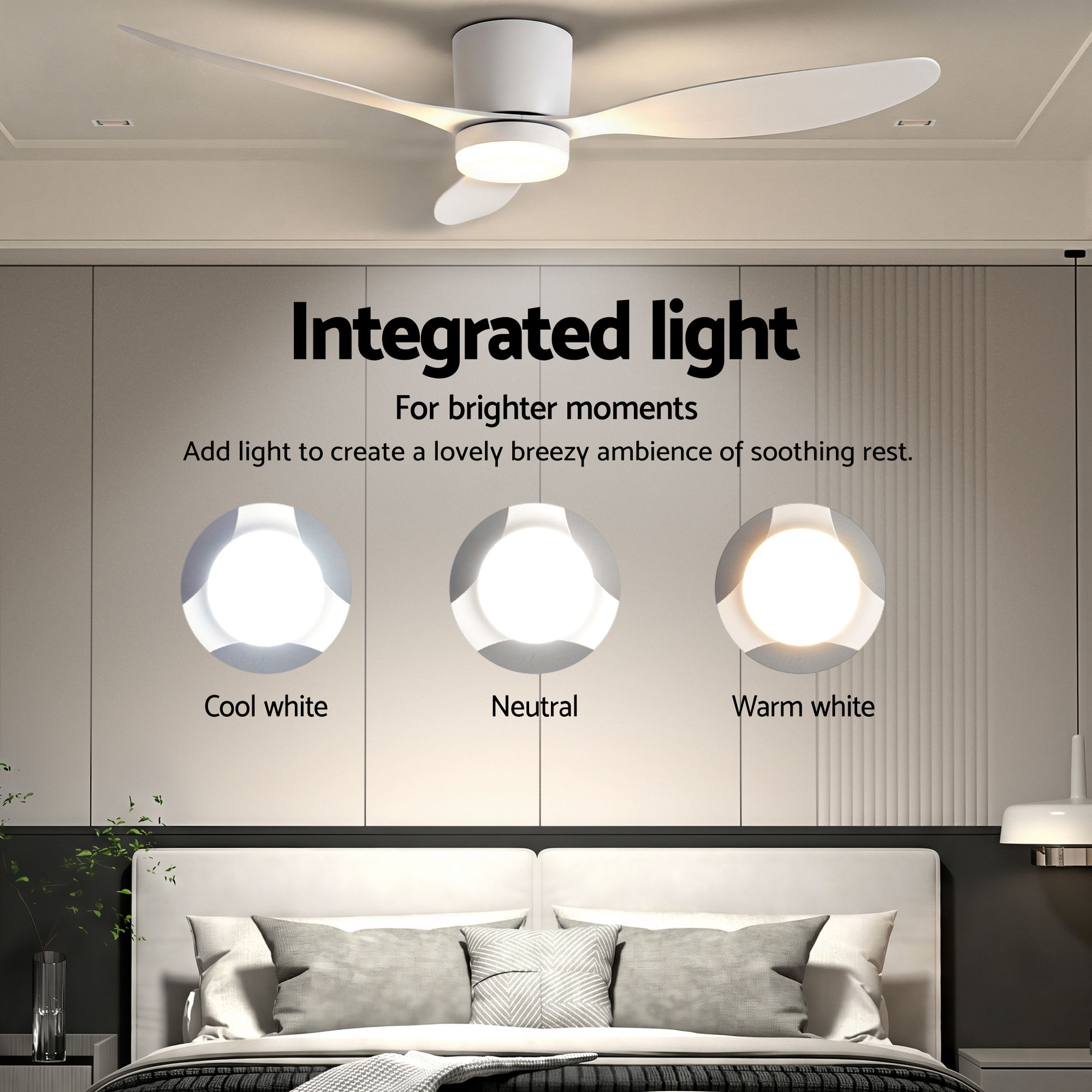 Devanti 52'' 3-Blade DC Ceiling Fan with Light view 4