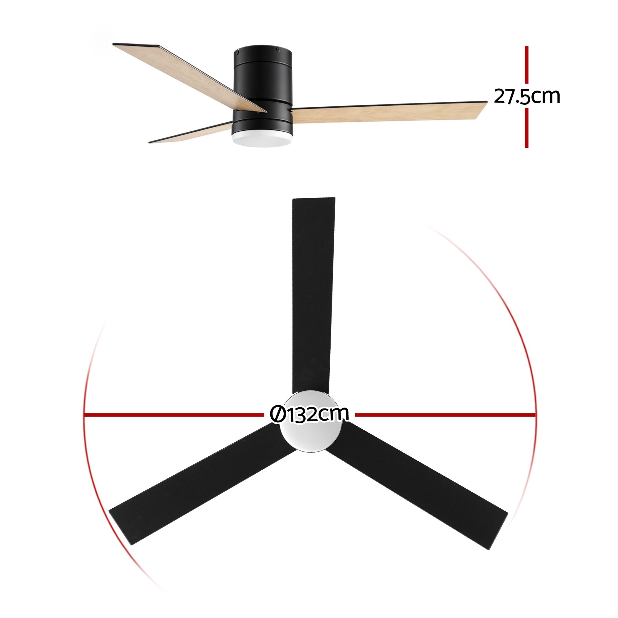 Devanti 52'' Double-Sided Ceiling Fan with Light view 2