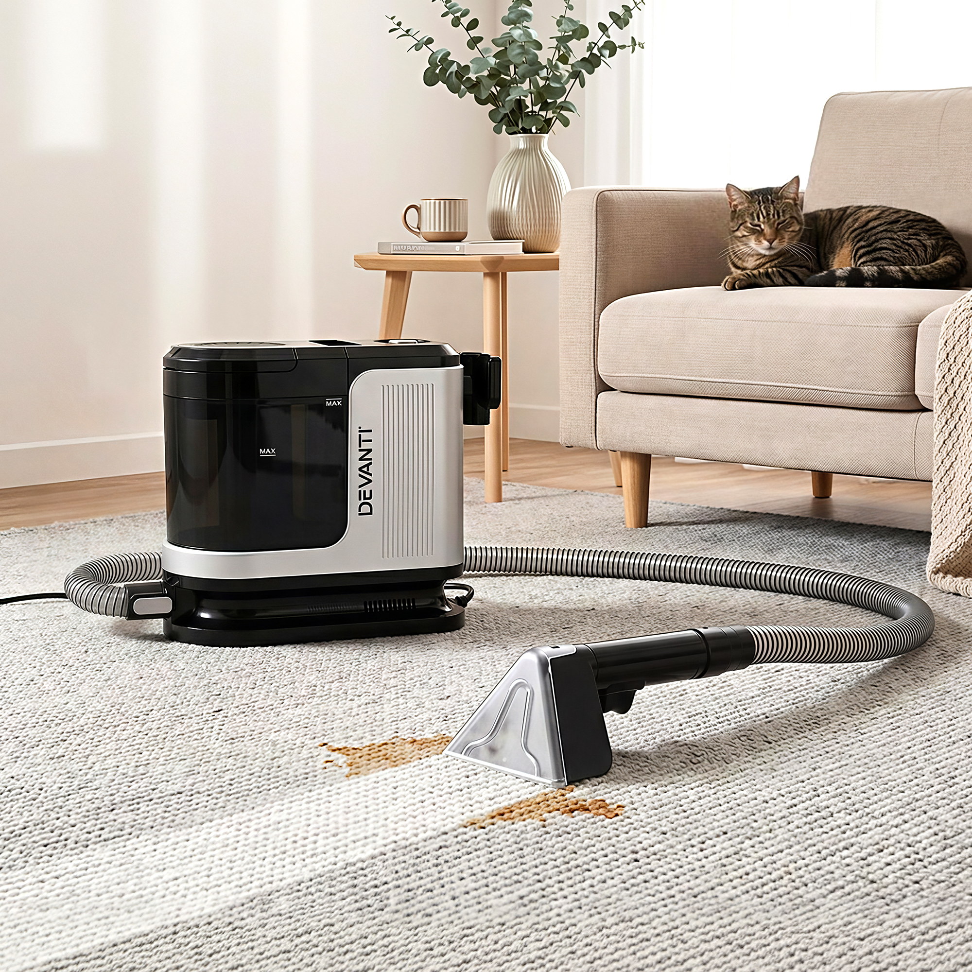 Devanti Carpet Washer 600W 13kPa Self-Cleaning Hose