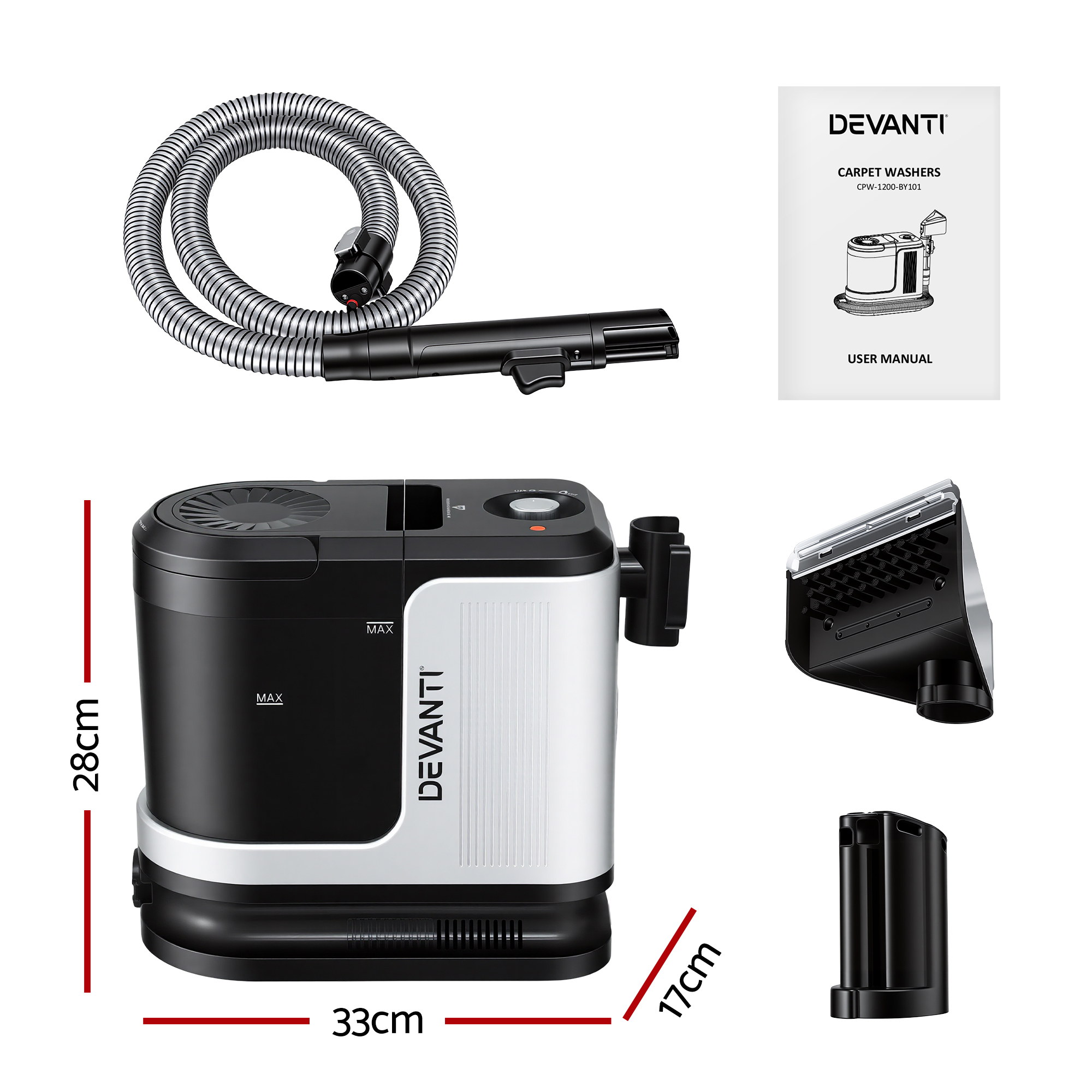 Devanti Carpet Washer 600W 13kPa Self-Cleaning Hose view 2