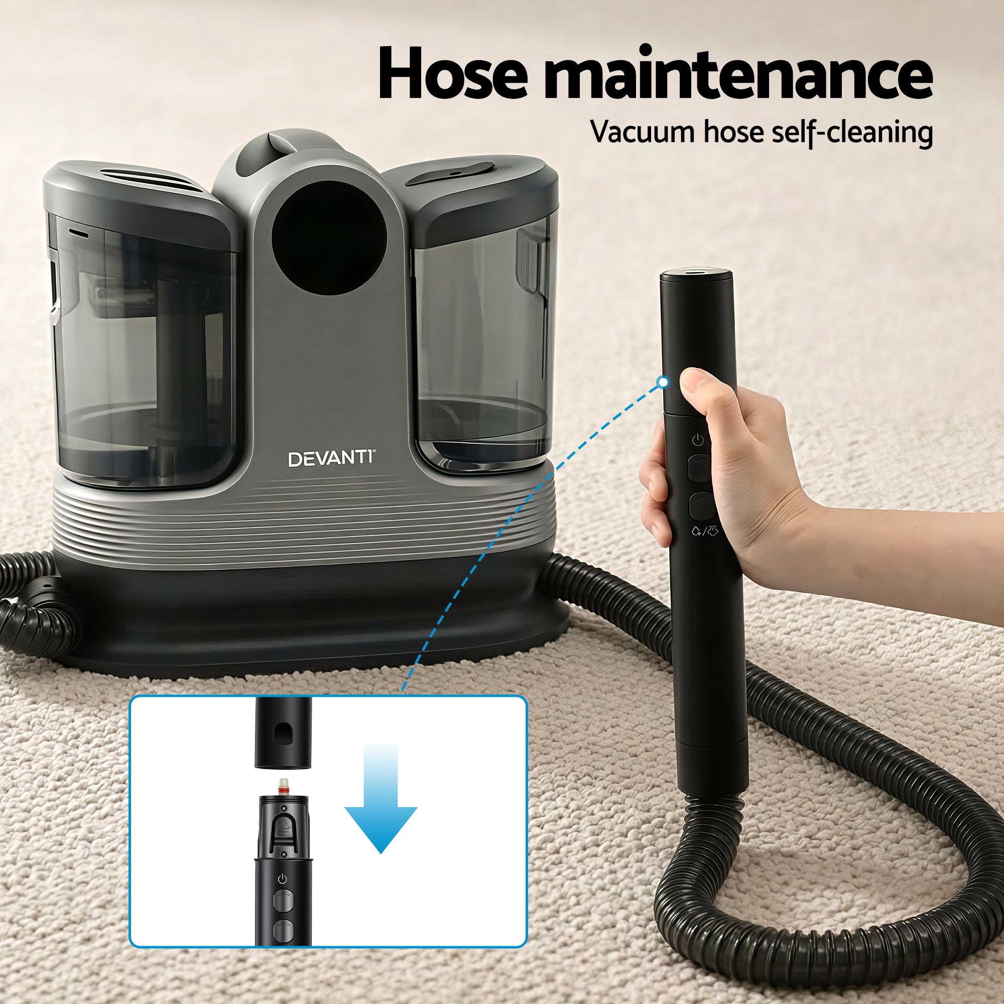Devanti Handheld Carpet Washer 1700W 11kPa Rapid Heat view 5