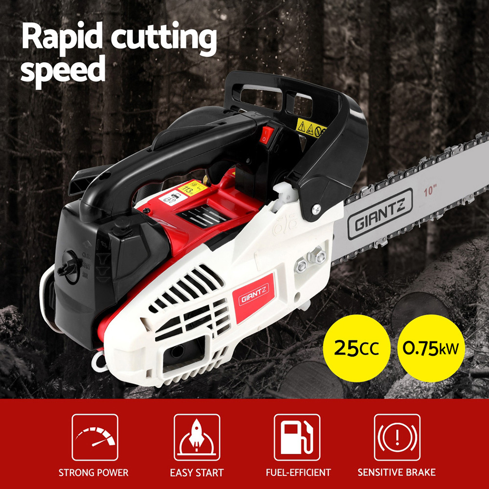Giantz 25cc Petrol Chainsaw 10 Inch Bar E-Start Pruner view 4