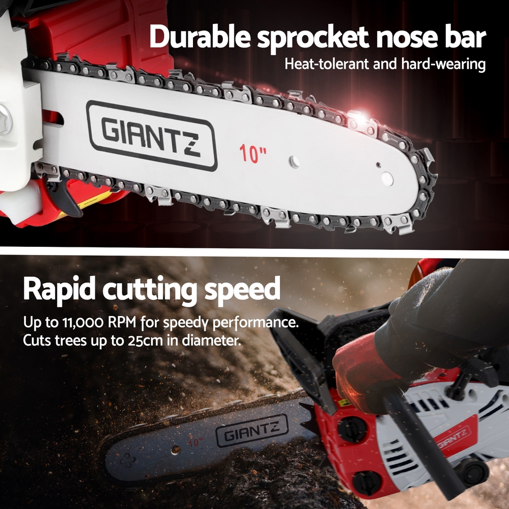 Giantz 25cc Petrol Chainsaw 10 Inch Bar E-Start Pruner view 5