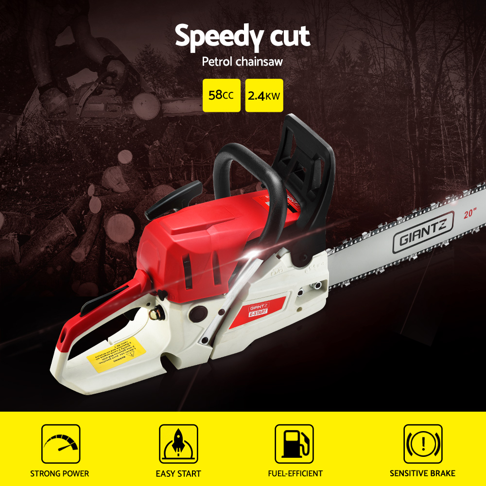 Giantz 58cc Petrol Chainsaw 20 Inch Bar 2.4kW 2 Stroke view 5