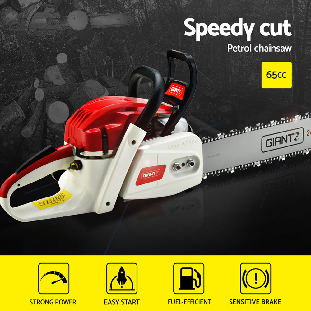 Giantz 65cc Petrol Chainsaw 24 Inch Bar E-Start Pruner view 4