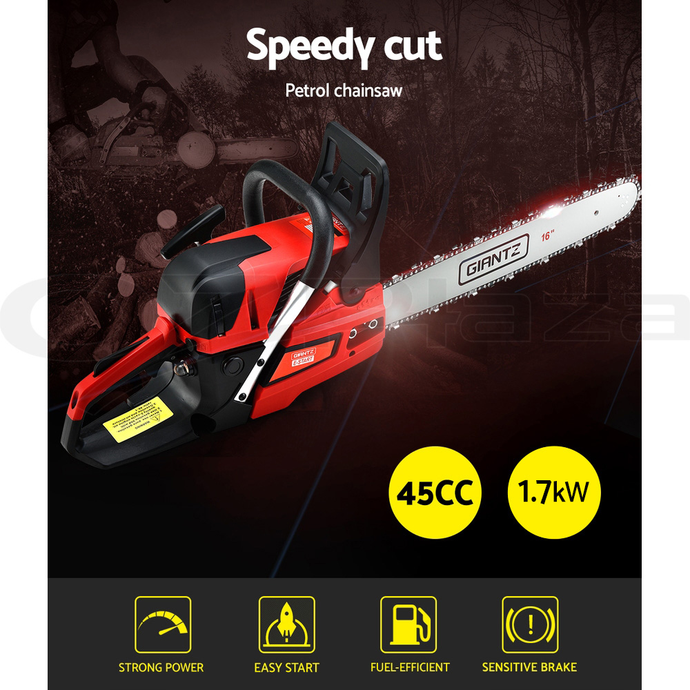 Giantz 45CC Petrol Chainsaw 16 Inch Bar 1.7kW E-Start view 4