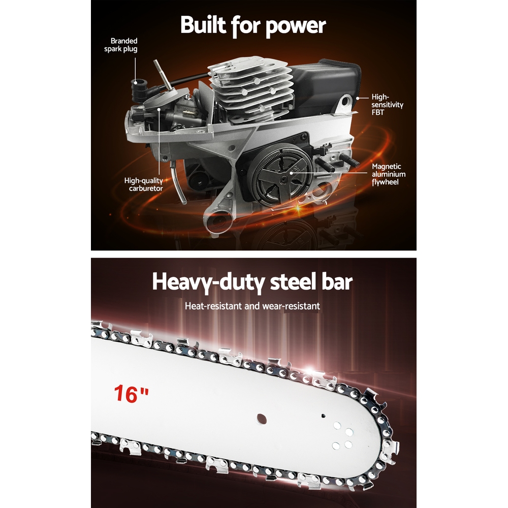 Giantz 45CC Petrol Chainsaw 16 Inch Bar 1.7kW E-Start view 5